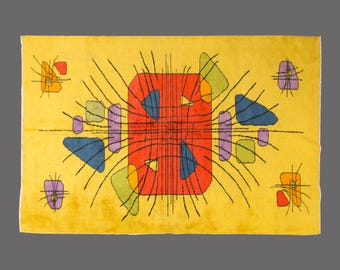 Vintage Turkish Oushak Rug 5.3 x 8.3: Hand Woven Wool Area Rug