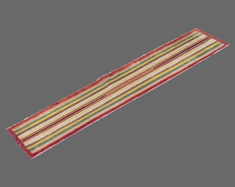 Sunrise Stripes of Oushak, Vintage Turkish Rug, 1 x 7 ft Rug, Vintage Runner