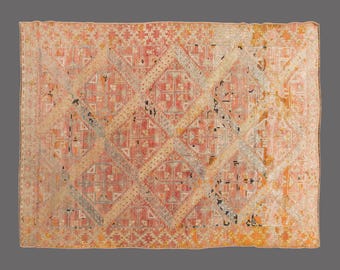 Vintage Oushak Turkish Rug: 5.1 x 7.5 ft, Hand Woven Wool Area Rug