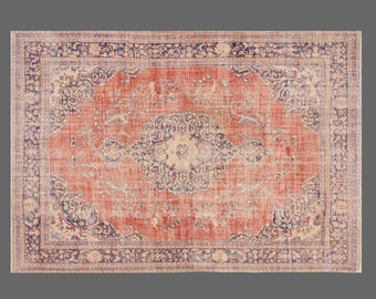 Handwoven 60+ Yr Turkish Oushak Rug – Large Wool on Wool Vintage Rug, Bohemian & Traditional Caucasian Design – 272x380 cm / 8.9x12.5 ft