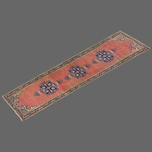 2.6 X 10.4 ft Vintage Rug Runner,Floor Oushak Rug,Hallway Turkish Rug Runner,Oushak Rugs,long runner, narrow long runner,Oushak Long Runner