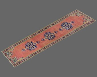 2.6 X 10.4 ft Vintage Rug Runner,Floor Oushak Rug,Hallway Turkish Rug Runner,Oushak Rugs,long runner, narrow long runner,Oushak Long Runner