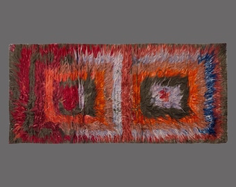 Shaggy Turkish Tulu Rug: Vintage Kurdish Adiyaman Wool, 3x8 ft