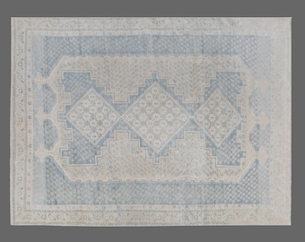 Handwoven 133x185 cm Oushak Rug – 60+ yrs Old Vintage Wool Area Rug – Bohemian Tribal & Caucasian Design