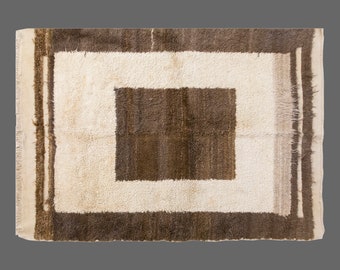 4'4 x 5'5 Turkish Handmade Wool Shaggy Rug,Bohemian Beni Ourain Rug,Flokati Rug