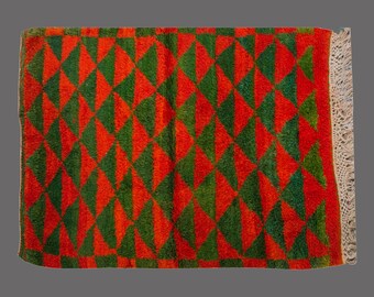 Shaggy Vintage Turkish Tulu Rug: Bohemian Wool Beni Ourain Style (4x5 ft)