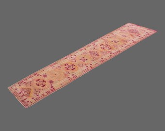 2'8 X 12 feet Vintage Rug Runner,Floor Oushak Rug,Hallway Turkish Rug Runner,Oushak Rugs,long runner, narrow long runner,Oushak Long Runner