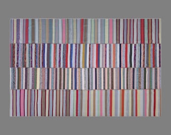 Vintage Turkish Minimal Kilim Rug, 11 x 19 ft Handmade Wool Flatweave Rug, Oversized Striped Area Rug