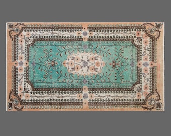 Vintage Turkish Oushak Rug | Handwoven Wool Area Rug (3.9 x 6.8 ft)