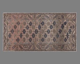 Antique Oushak Rug, 117x220 cm (3.8x7.2 ft), Vintage Turkish Rug, Handmade Area Rug, One of a Kind Old Rug