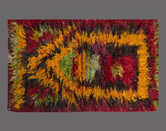 3x4 Goat Hair Konya Karapinar Tulu Rug,Vintage Bohemian Flokati Rug