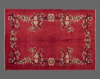 Turkish Rug, Vintage Rug, 5'4 x 8'6 feet, Oushak Rug, Antique Rug, Oriental Rug, Handmade Rug, Decorative Rug, Muted Rug, Old Rug,Area Rug