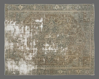 9x12 ft Vintage Turkish Oushak Rug: Handwoven Wool Area Rug