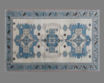 One of a Kind Turkish Rug 6'7" x 10'1" (202x308 cm), 60+ Years Old Oushak Rug, Vintage Handmade Wool Rug, Antique Rug