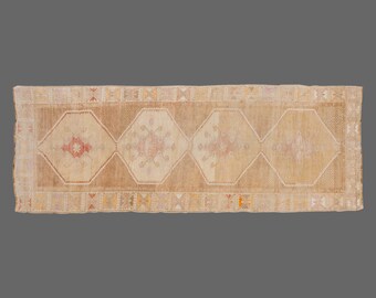 4'5 X 13 feet Vintage Rug Runner,Floor Oushak Rug,Hallway Turkish Rug Runner,Oushak Rugs,long runner, narrow long runner,Oushak Long Runner