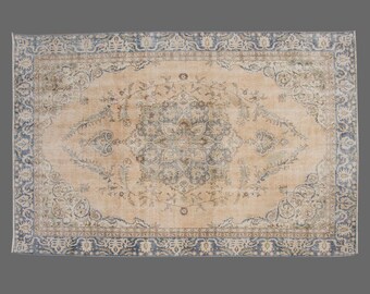 Vintage Turkish Rug, 8x12 ft, Handwoven Wool Carpet, Large Area Rug, Oversized Rug, Wool Carpet, 7.7 x 11.9 ft Rug, Living Room Rug