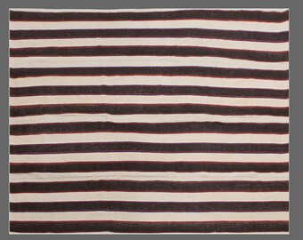 One-of-a-Kind Minimalist Turkish Kilim Rug 235x300 cm | 7.7x9.8 ft | 60+ Year Vintage