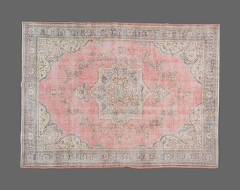 Area Rug, "Turkish Rug, Vintage Rug, 7'5 x 11 feet, Oushak Rug, Antique Rug, Oriental Rug, Handmade Rug, Decorative Rug, Large Rug, Old Rug