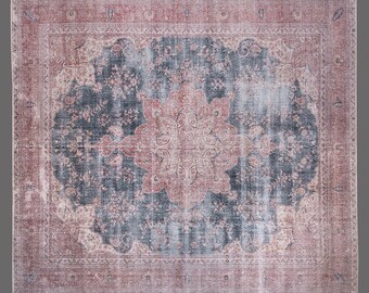 Oushak Turkish Rug: 12x15 ft Vintage Rose Garden Wool Rug