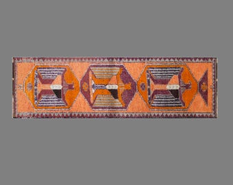 Antique Turkish Oushak Runner 100x340 cm (3'3" x 11'2"), Vintage Handmade Wool, 60+ Years Old Long Corridor Rug