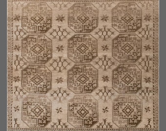 226x242 cm Large Vintage Oushak Rug – 60+ yrs Old Handmade Area Rug – 7'5" x 7'11" Antique Oriental Rug – Decorative Floor Rug