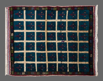 3'5 x 4 Turkish Handmade Wool Shaggy Rug,Bohemian Beni Ourain Rug,Flokati Rug