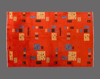 Vintage Turkish Oushak Rug: Hand Woven Wool Area Rug (5.10 x 9 ft.)
