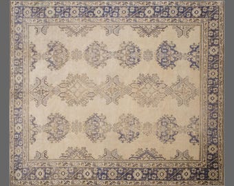 Turkish Genuine Oushak Rug 90+ Years Old, Large Vintage Area Rug, 305x355 cm (10x11.6 ft) Handwoven Wool Rug
