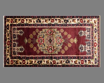 Vintage Oushak Rug 4'3" x 8'0", Handmade Wool Area Rug, 60+ Year Old Bohemian Rug