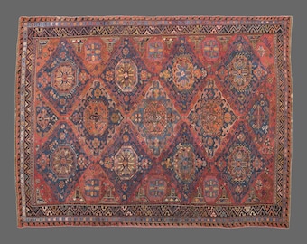 Vintage 9x13 Soumak Rug – 100% Wool Caucasian Kilim, Handwoven Tribal Carpet, Antique Turkish Rug, Large Boho Floor Decor
