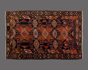 Anatolian Compass, Vintage Turkish Wool Rug, 4 x 6 ft Rug, Vintage Rug