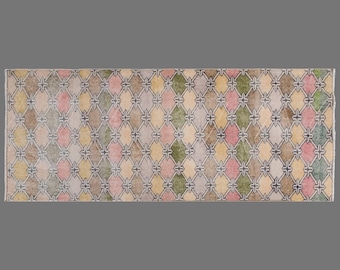 Vintage Turkish Oushak Runner 2.7x6.8 ft | Handmade Wool on Wool Area Runner 82x208 cm | 60+ Years Old Boho Oriental Rug | Washed & Ready