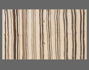 165 x 290 cm,Stripe Kilim Rug,5.4x9.5 ft,Striped Design Turkish Kilim Rug Minimalist Modern Kilim Rug, Pale colors Striped Kilim Rug, 60+ yo