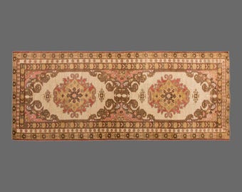 Desert Bloom Harmony of Kars, Vintage Turkish Rug, 5 x 13 ft, Vintage Rug