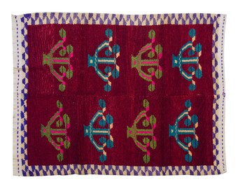 4x5 Moroccan Beni Ourain Rug,Vintage Handmade Wool Tulu Flokati Rug