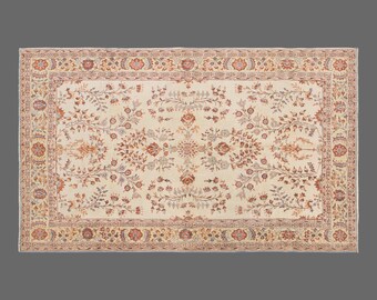 Vintage Handwoven Isparta Wool Rug: Bohemian Caucasian Design, 1960s Turkish Carpet