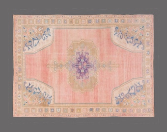 Peach Whispers of Konya, Vintage Turkish Rug, 6 x 8 ft, Vintage Rug