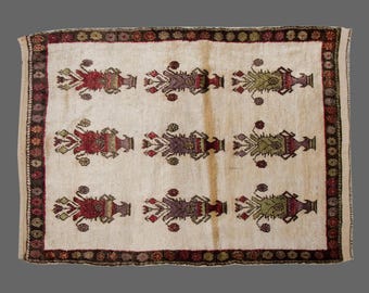 4x5 Turkish Handmade Wool Shaggy Rug,Bohemian Beni Ourain Rug,Flokati Rug