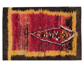 4x6 Shaggy vintage Turkish Handmade Tulu rug,Bohemian Wool Beni Ourain Rug,Flokati Rug
