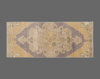 Antique Oushak Runner Rug: Handwoven Turkish Wool Hallway Rug, 2'11" x 7'10"