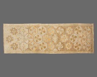 Vintage Turkish Hallway Runner Rug: Handwoven Wool, 5x16