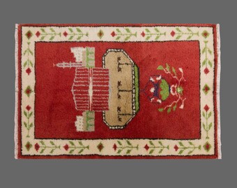 Turkish Rug, Area" Rug, Vintage Rug, 2'8 x 3'7 feet, Anatolian Rug, Antique Rug, Oriental Rug, Handmade Rug, Decorative Rug