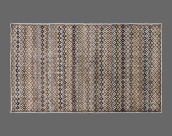 Vintage Turkish Rug 5'3" x 9'1" – Antique Oushak Area Rug – Handwoven Wool – Boho Home Decor – Muted Colors – 60+ Years Old