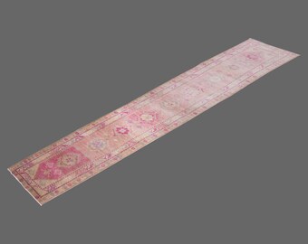 2.11 X 17.7 ft Vintage Rug Runner,Floor Oushak Rug,Hallway Turkish Rug Runner,Oushak Rugs,long runner, narrow long runner,Oushak Long Runner