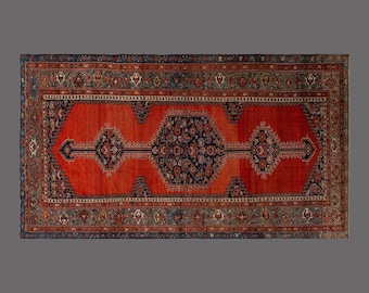 157 x 315 cm 5.2 x 10.4 ft Rug, Vintage Turkish Wool Rug, Handwoven Anatolian Carpet, 60 Years Old Oversized Traditional Rug, Red Boho Rug