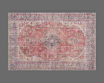 Area Rug, Turkish Rug, Vintage Rug, 7 x 10 feet, Oushak Rug, Antique Rug, Oriental Rug, Handmade Rug, Decorative Rug, Muted Rug, Old Rug