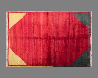 Vintage Konya Rug, 6.6 x 9.2 ft Rug, Handmade Wool Turkish Rug, Rare Modern Geometric Design