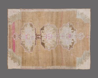 Rose Dust Echo of Kars, Vintage Turkish Rug, 9 x 12 ft, Vintage Rug