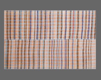 1960s Handmade Minimalist Turkish Kilim 225x350 cm | 7.4×11.5 ft | Vintage 60+ Years Old