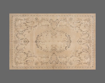 Turkish Rug, Vintage Rug,  7 x 10 feet, Oushak Rug, Antique Rug, Oriental Rug, Handmade Rug, Decorative Rug, Muted Rug, Old Rug,Area Rug